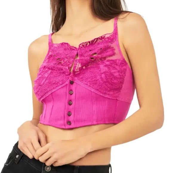 Free People Have My Heart Crop NWT In Raspberry Sherbert - XL - Picture 1 of 8